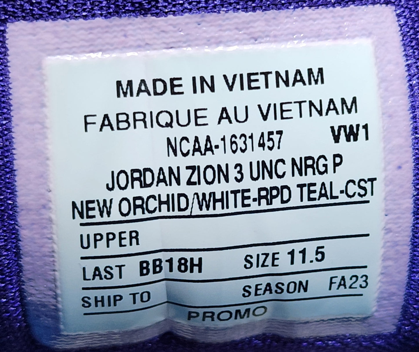 Jordan Zion 3 - UNC Tar Heels PE