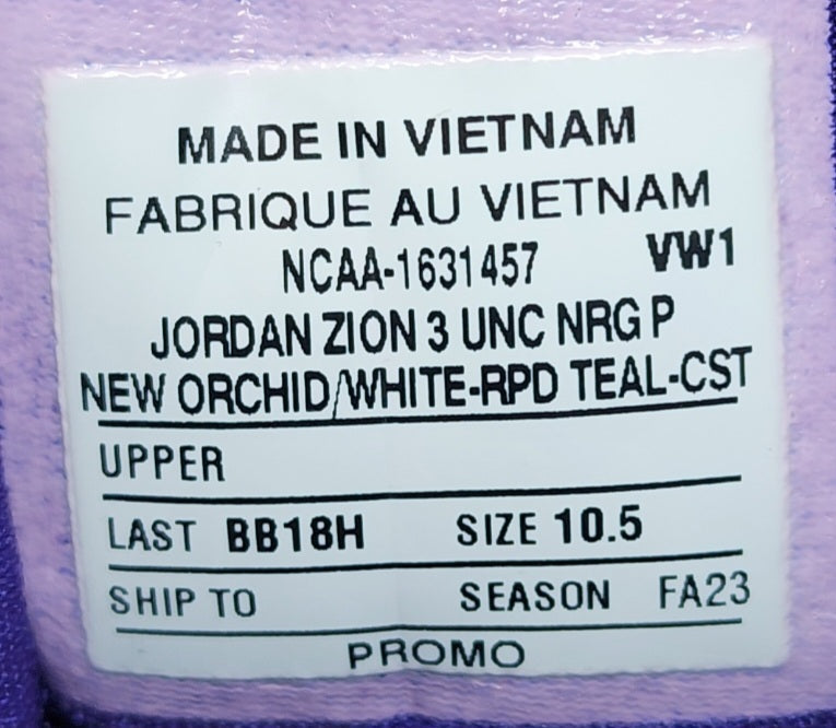 Jordan Zion 3 - UNC Tar Heels PE