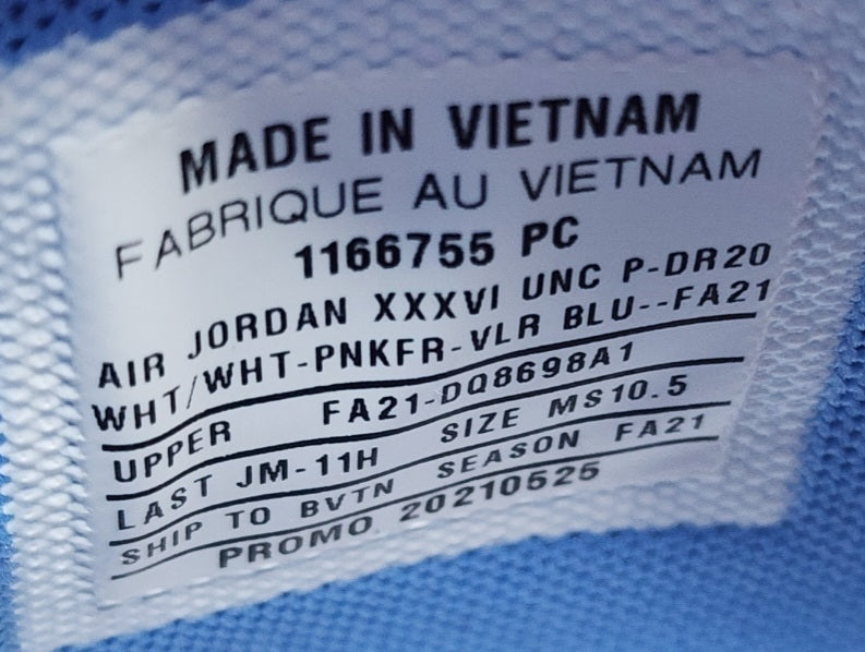 Air Jordan 36 - UNC Tar Heels PE