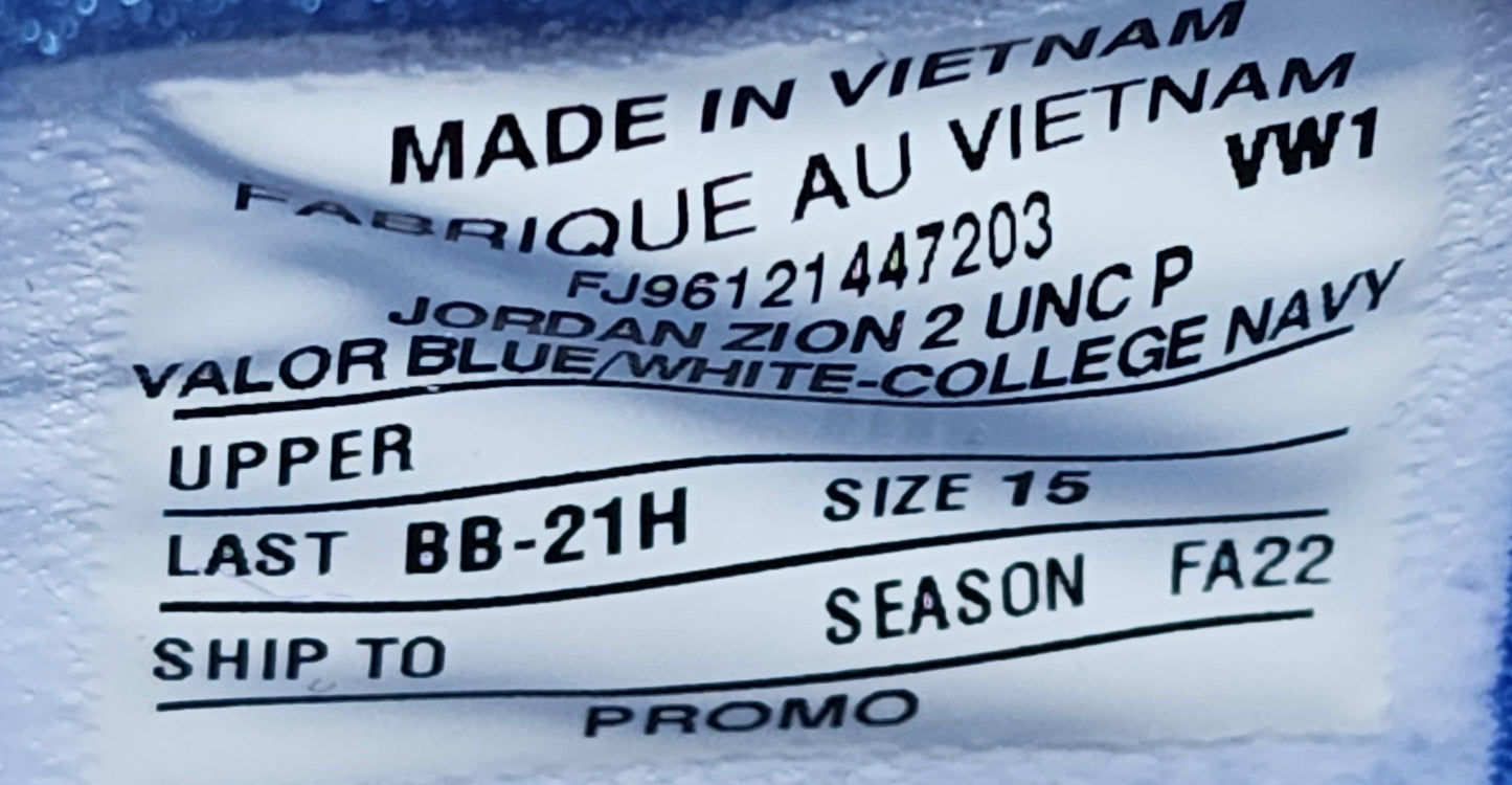 Jordan Zion 2 - UNC Tar Heels PE